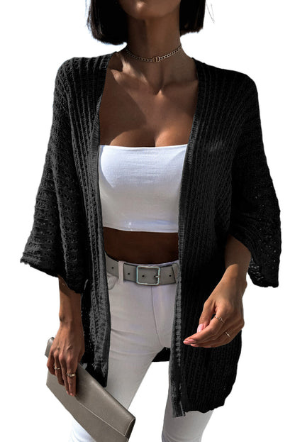 Hollowed Knit Kimono Cardigan