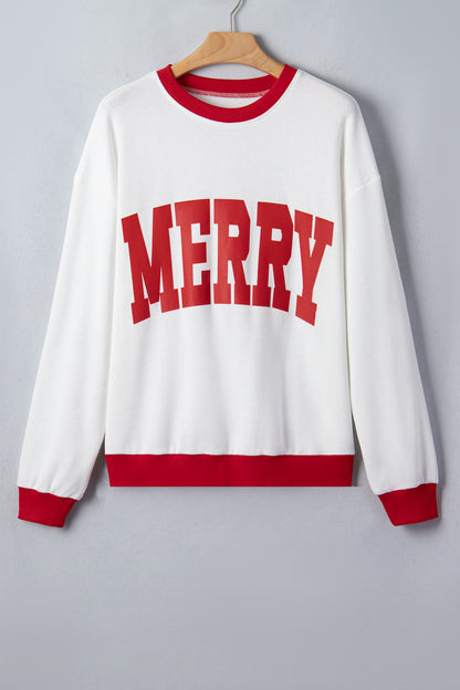 Merry Colorblock Waffle Knit Christmas Sweatshirt