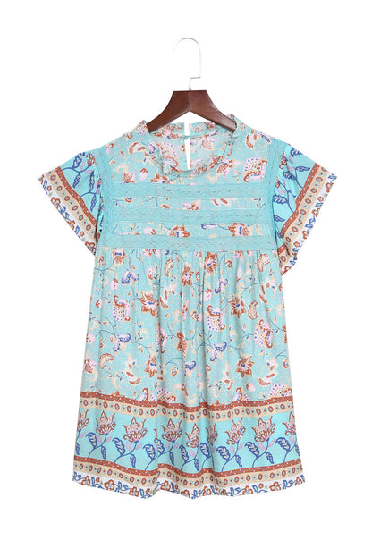 Floral Frilled Short Sleeve Top