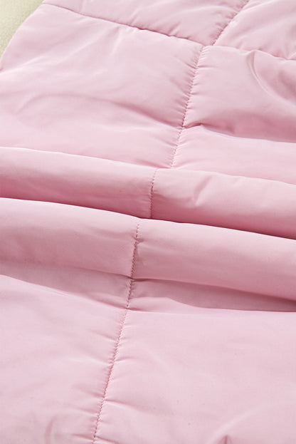 Solid Flutter Sleeve Snap Button Puffer Vest