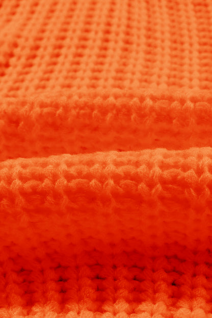 Solid Chunky Knit Ribbed Knit Round Neck Sweater