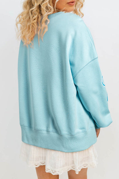 Sequin Bow Drop Shoulder Sweatshirt