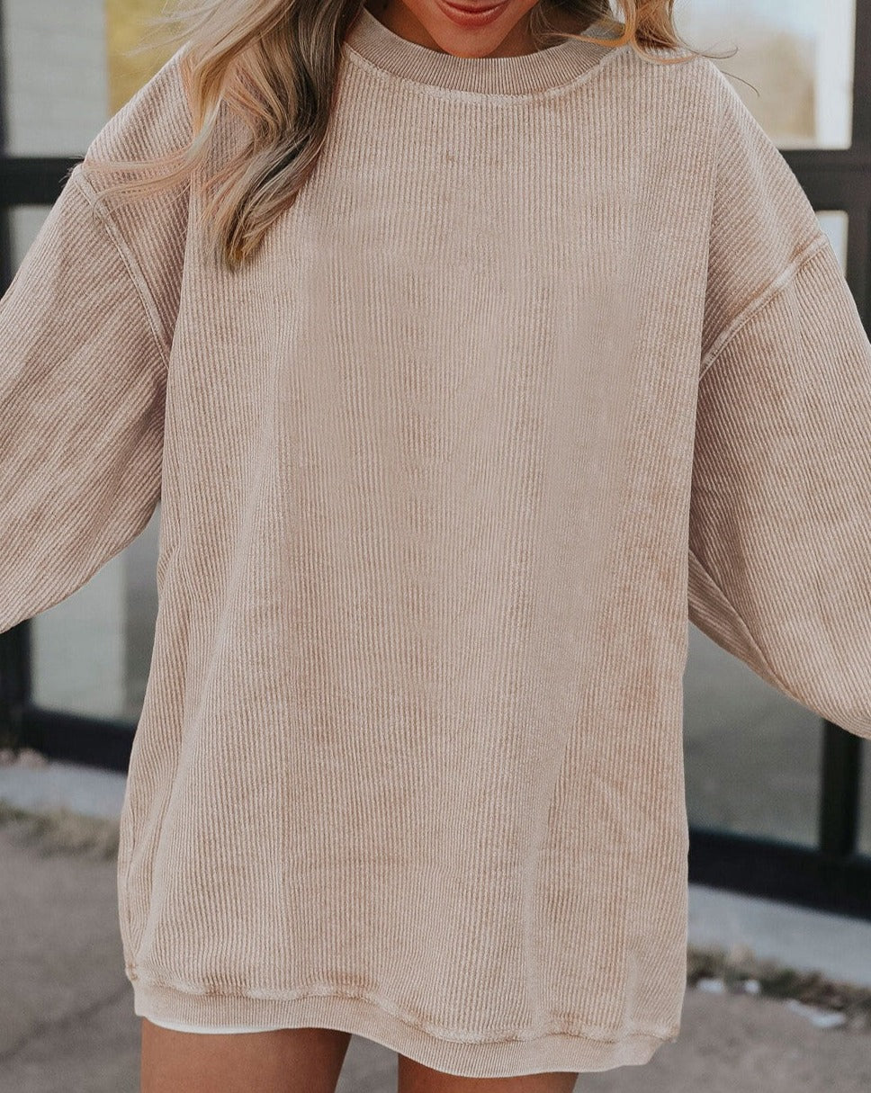 Ribbed Long Sleeve Oversized Sweatshirt