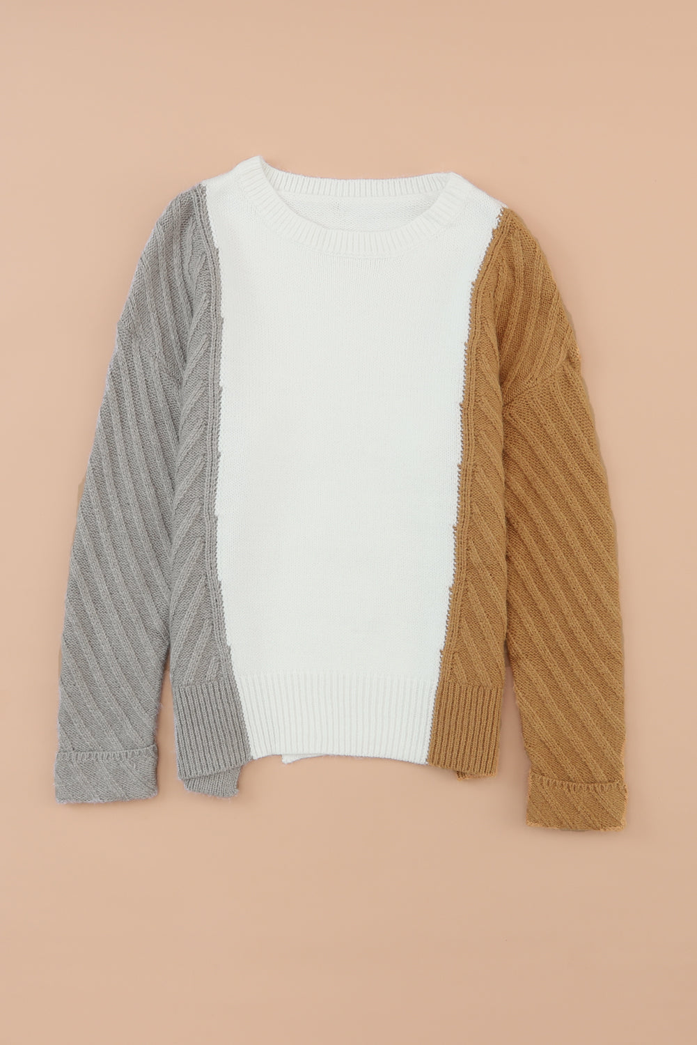 Colorblock Textured Drop Shoulder Sweater