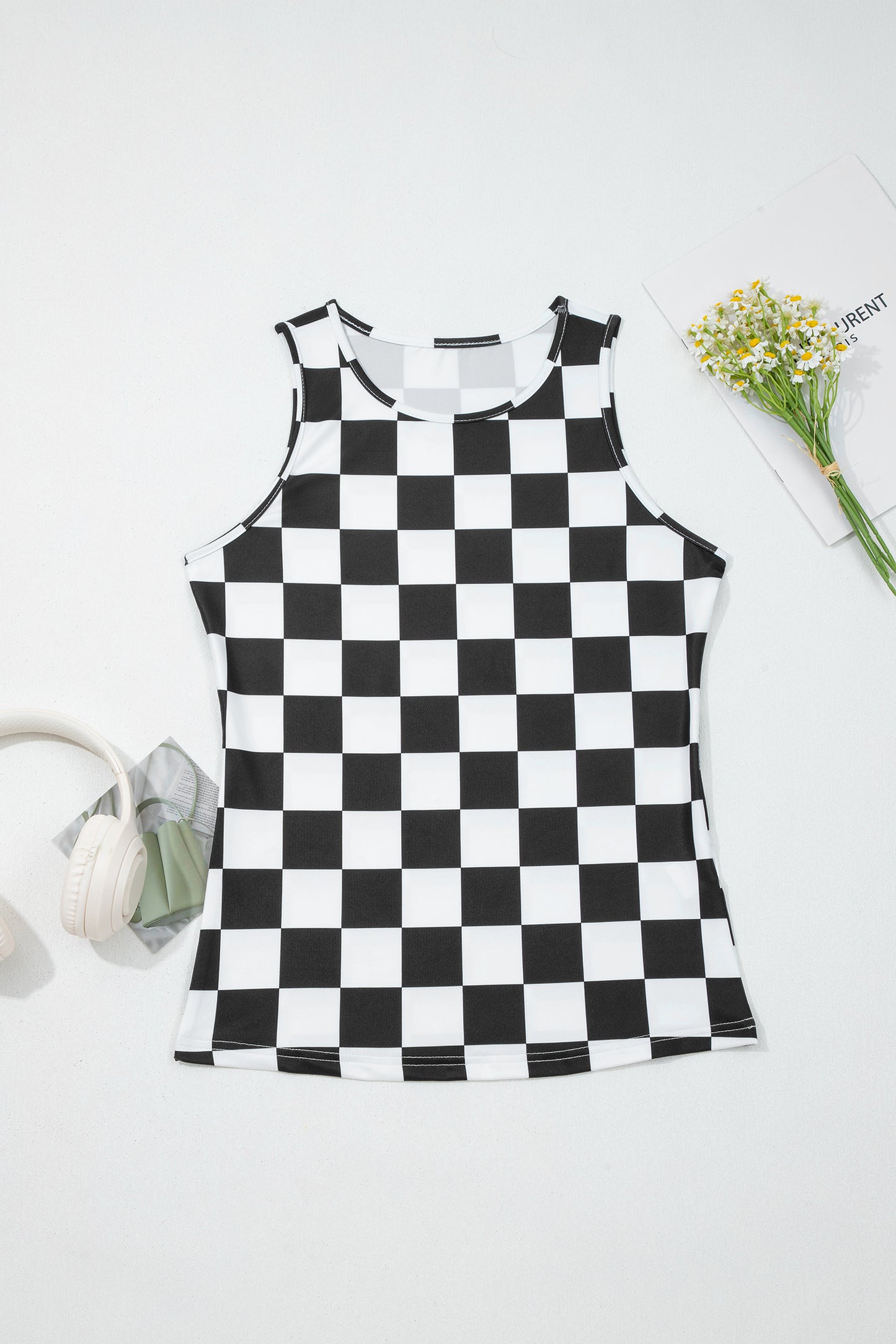 Checker Sleeveless Tank Top