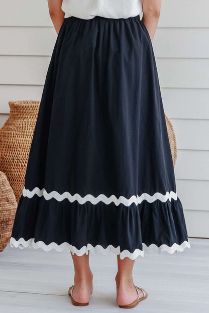 Ricrac Trim Midi Skirt