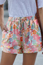 Floral Pocketed Drawstring Casual Shorts