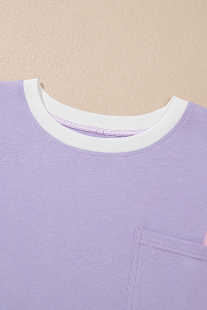 Colorblock Patchwork Short Sleeve Oversized T-Shirt