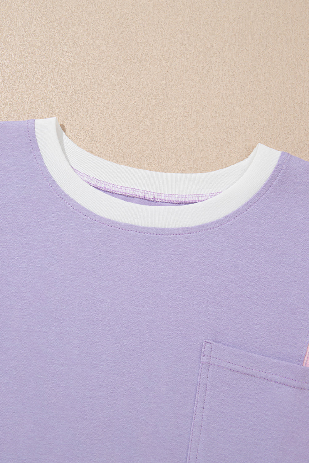 Colorblock Patchwork 3/4 Sleeve Chest Pocket T-Shirt