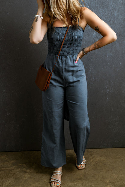 Smocked Wide Leg Jumpsuit