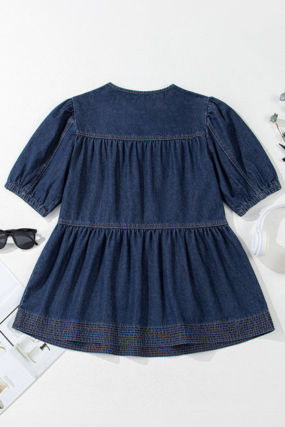 Denim Puff Sleeve Blouse