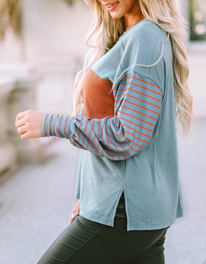 Colorblock Stripe Bishop Sleeve Top