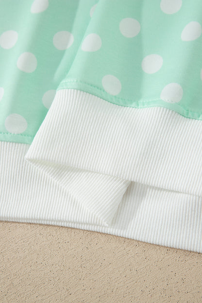 Polka Dot Colorblock Mock Neck & Shorts Set