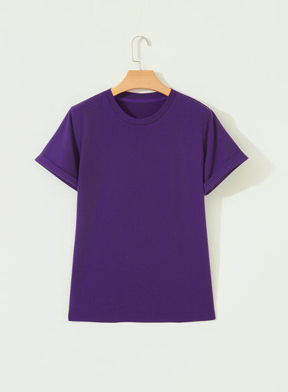 Solid Short Sleeve Crew Neck Tee