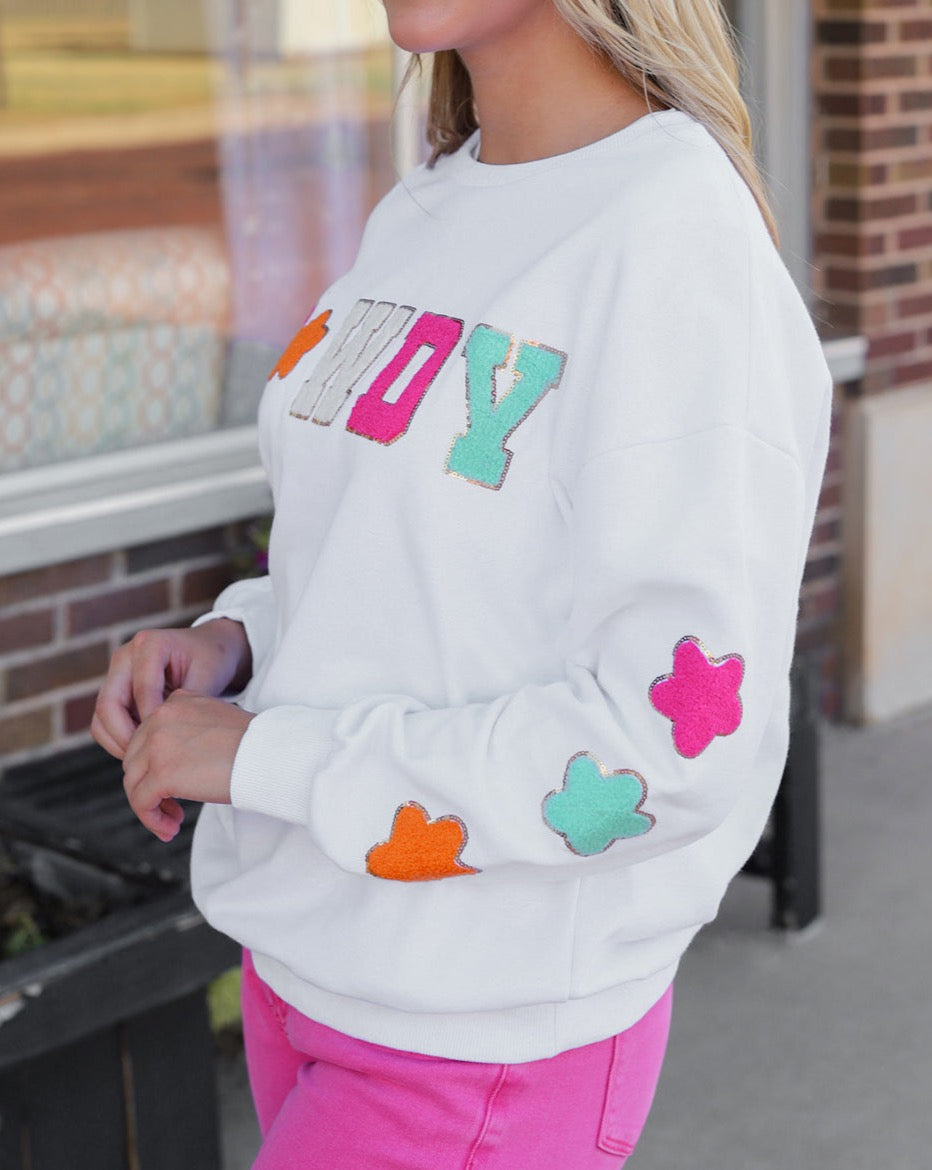 Sequin Howdy Star Patch Sweatshirt