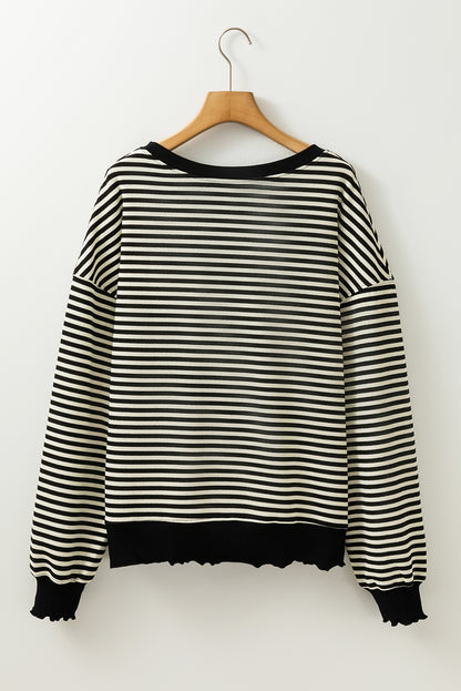 Stripe Drop Shoulder Long Sleeve Top