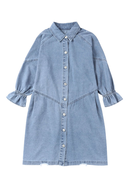 Denim Long Sleeve Mini Dress