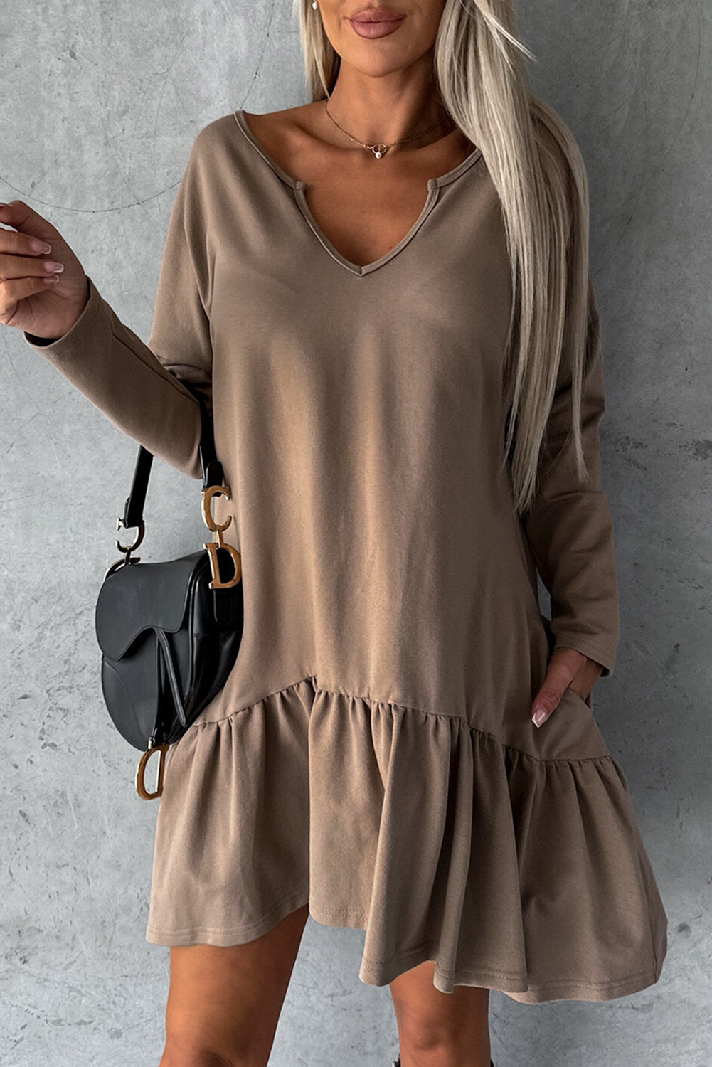 Ruffle Long Sleeve Loose Dress