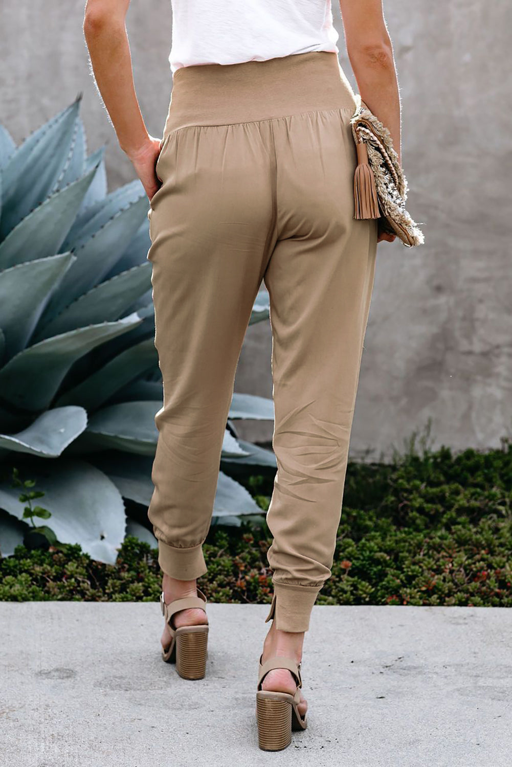 High Waist Pocketed Jogger Pants