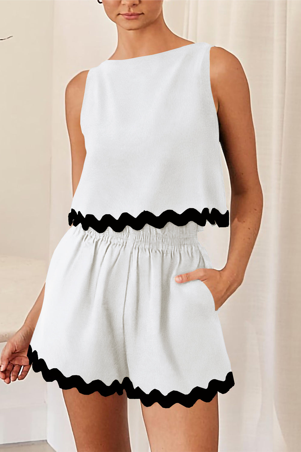 Ricrac Trim Top and Shorts Set