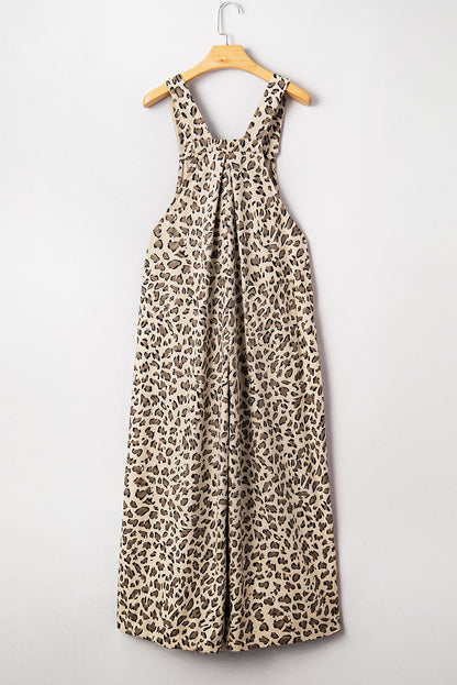 Leopard Bib Wide Leg Jumpsuit
