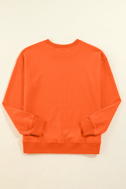 Solid Drop Shoulder Crewneck Pullover Sweatshirt