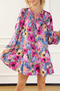 Floral Bubble Sleeve Shift Dress