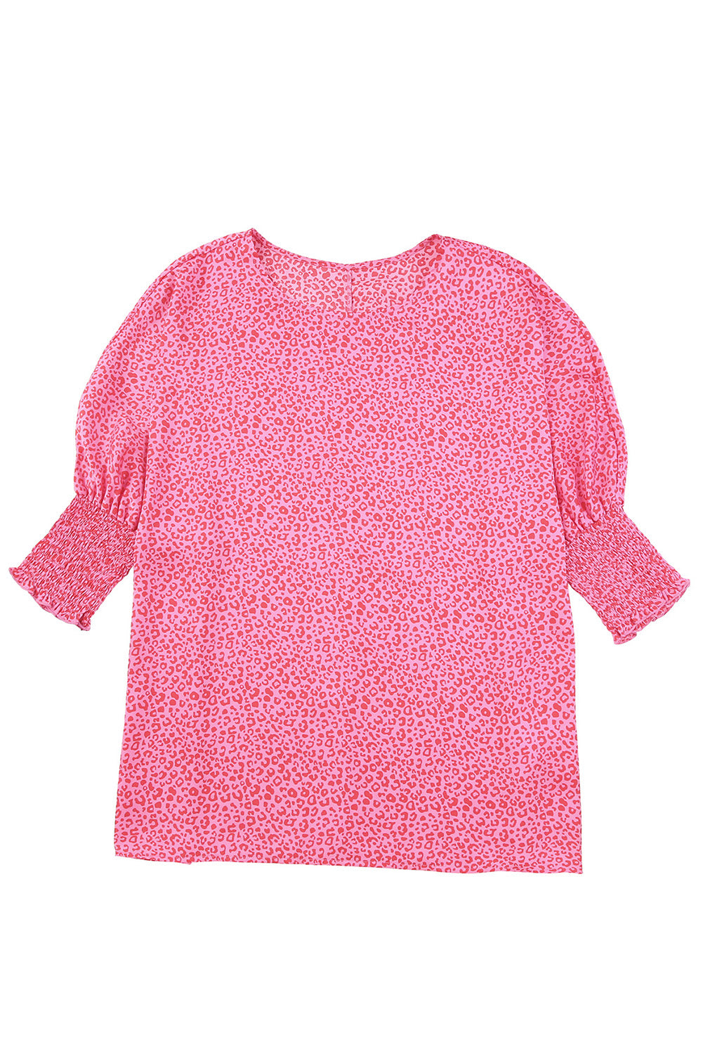 Leopard Smocked Puff Sleeve Blouse