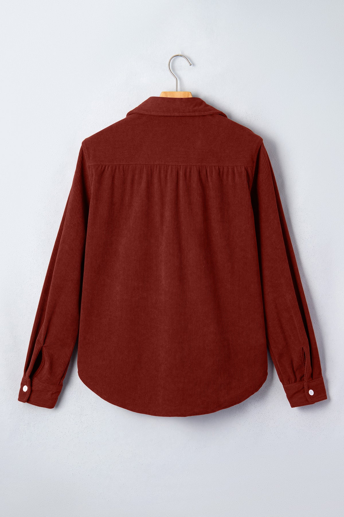 Solid Corduroy Long Sleeve Buttoned Shirt
