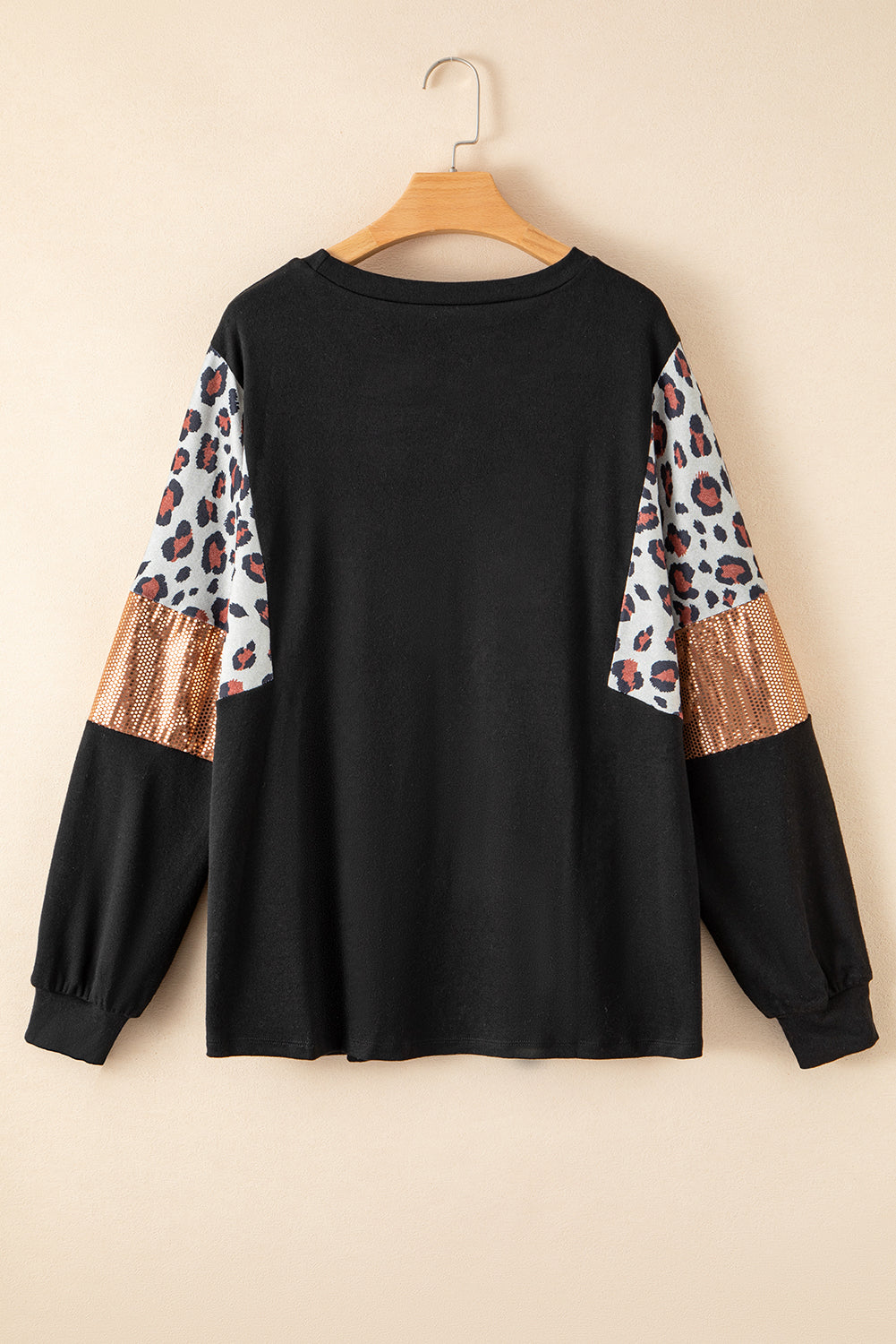 Leopard Sequin Long Sleeve Top Plus Size