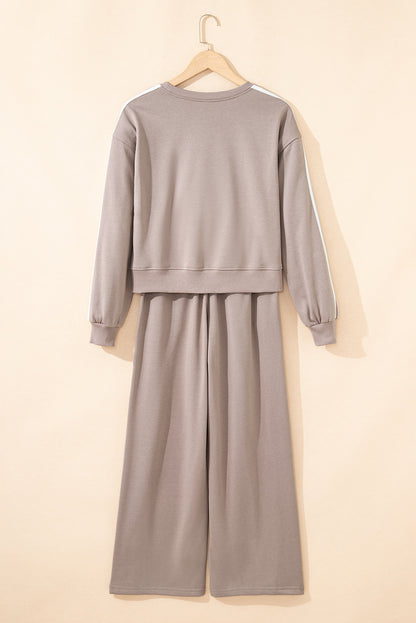 Varsity Stripe Crewneck Pullover & Sweatpants Set