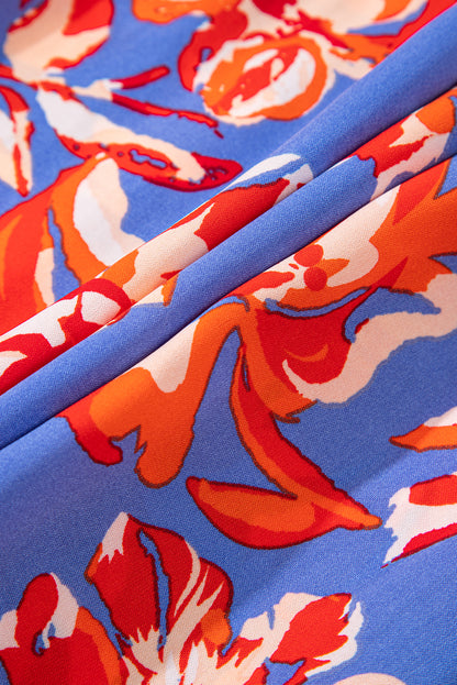 Boho Floral Tiered Side Slit Maxi Skirt