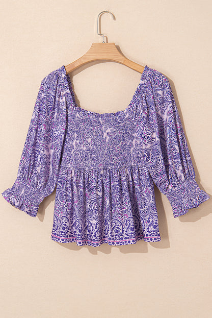 Boho Paisley 3/4 Sleeve Blouse