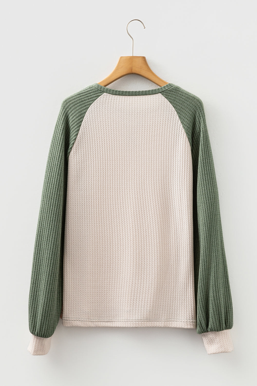 Colorblock Waffle Knit Raglan Sleeve Top