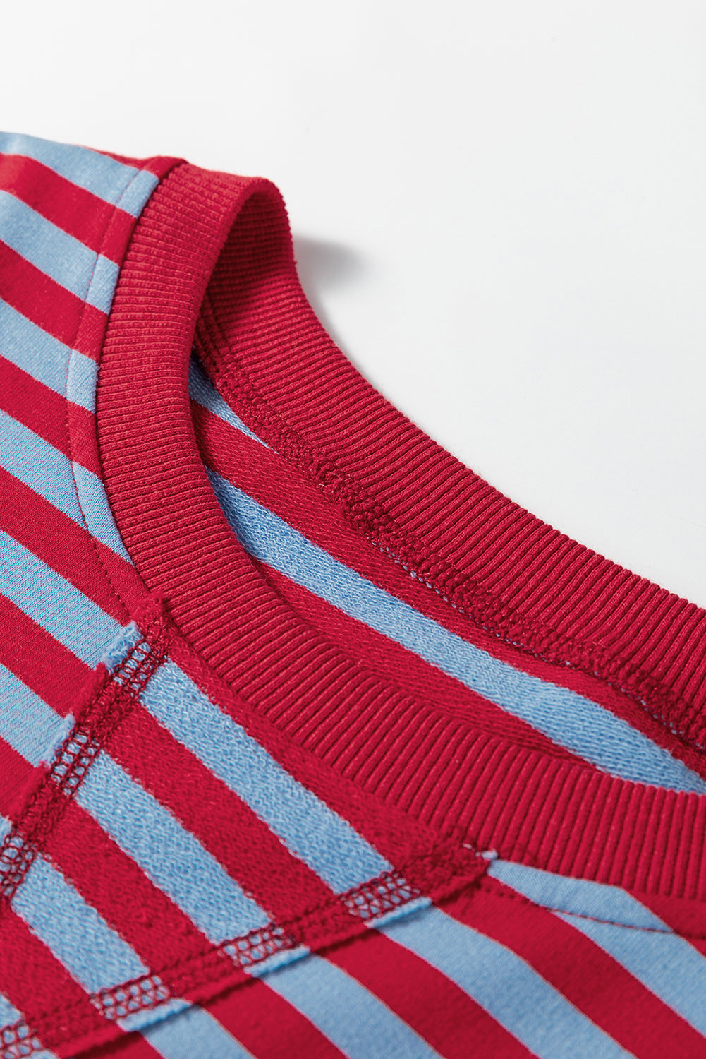 Stripe Reverse Seam Contrast Trim Sweatshirt