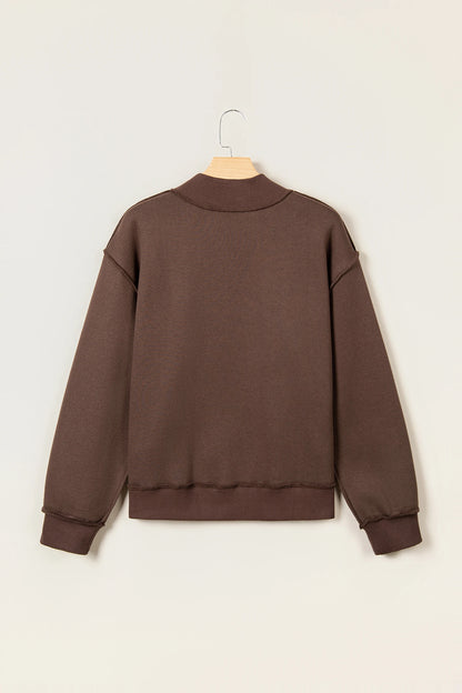 WWJD Embroidered Patchwork Mock Neck Sweatshirt