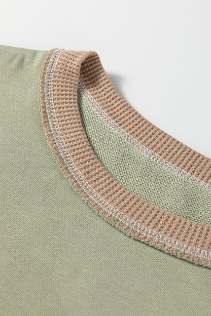 Colorblock Waffle Patchwork Oversize Sweatshirt
