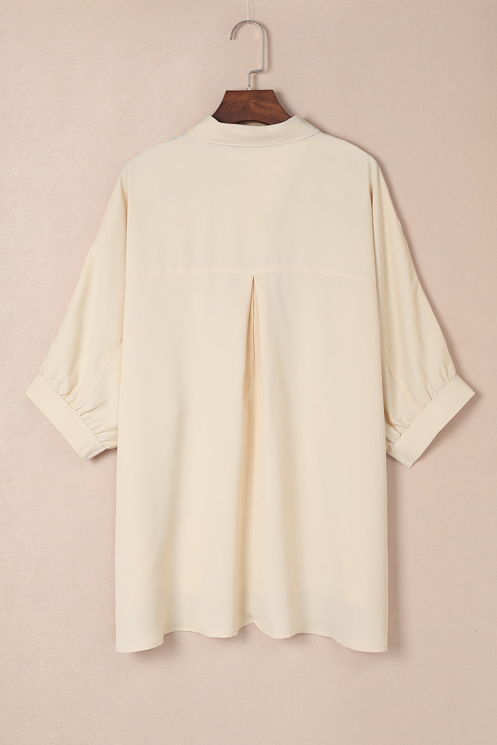 Solid 3/4 Puff Sleeve Oversize Shirt