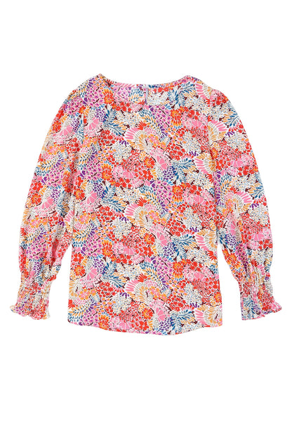 Floral Smocked Long Sleeve Blouse