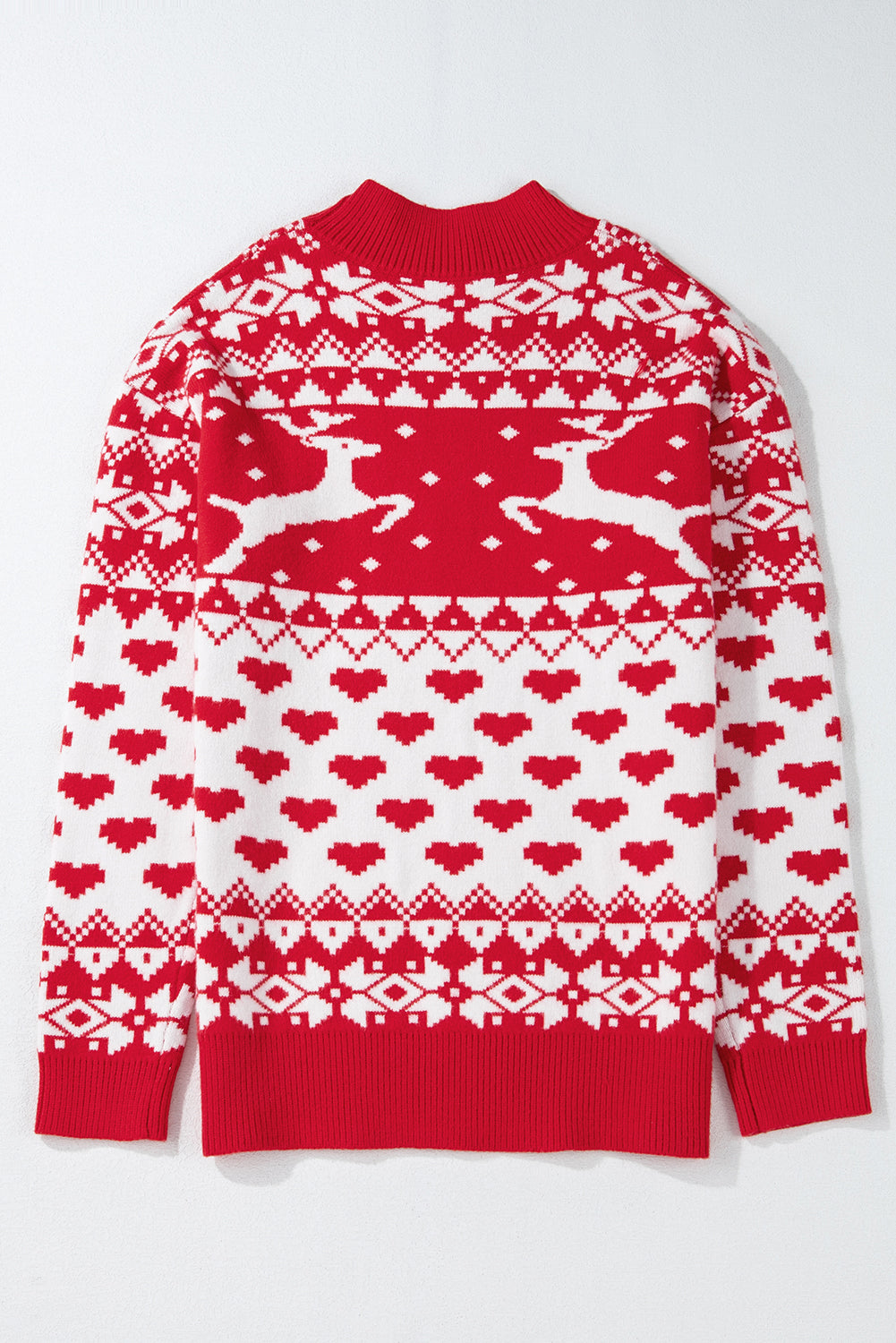 Reindeer Heart Mock Neck Christmas Sweater