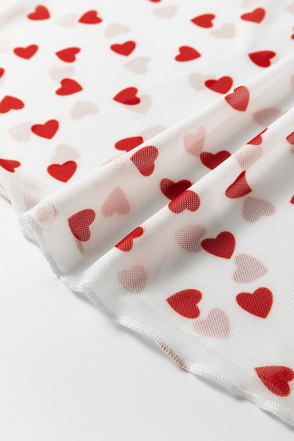 Valentine Heart Mesh Short Sleeve Top
