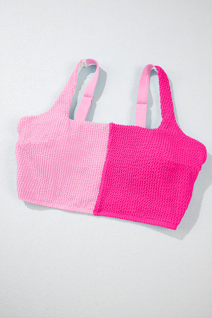 Colorblock Corded Top & High Waist Bikini Set