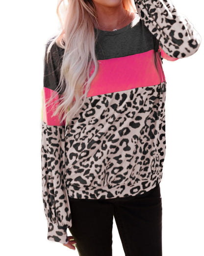 Leopard Colorblock Long Sleeve Top