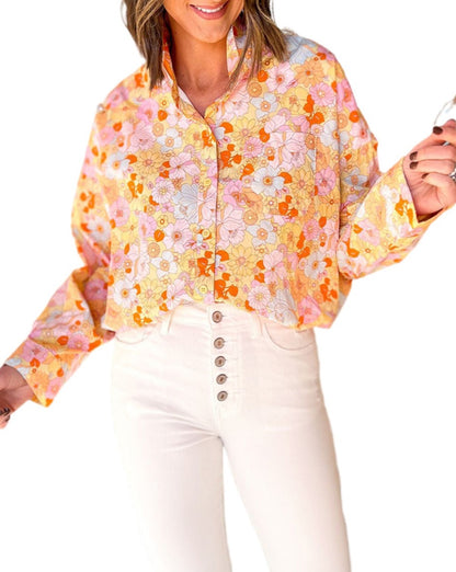 Retro Floral Collared Shirt