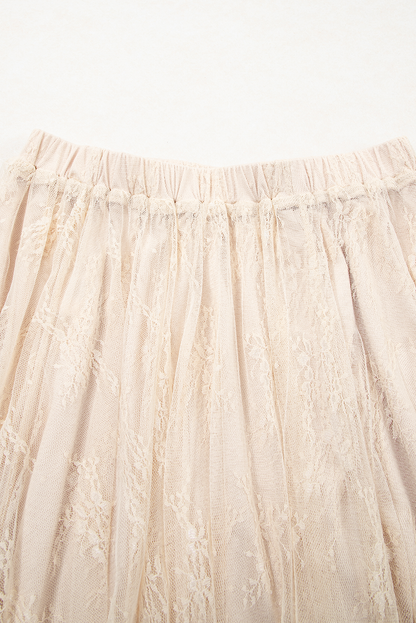 Lace Cascading Tiered High Waist Maxi Skirt