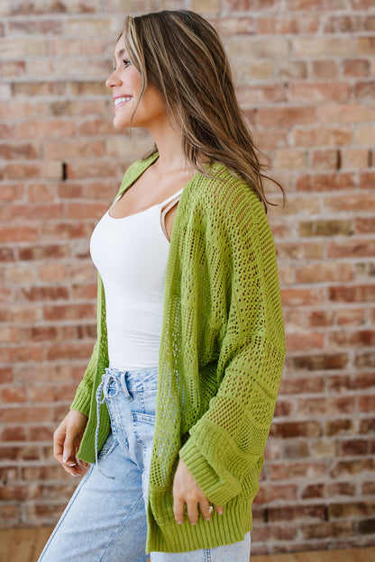 Crochet Knit Oversize Open Front Cardigan