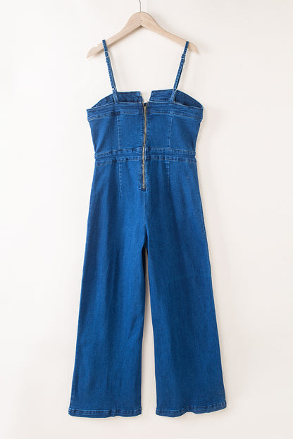 Denim Spaghetti Straps Jumpsuit