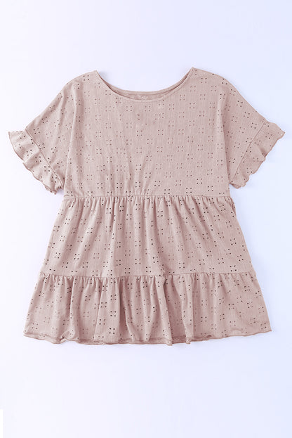 Plus Size Eyelet Ruffle Sleeve Top