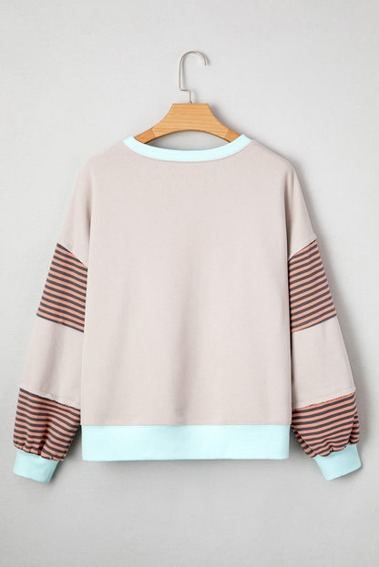 Stripe Colorblock Drop Shoulder Sweatshirt