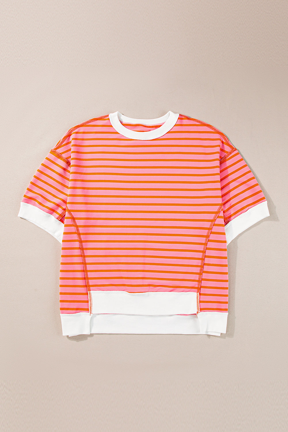 Stripe Contrast Trim Oversized T-Shirt